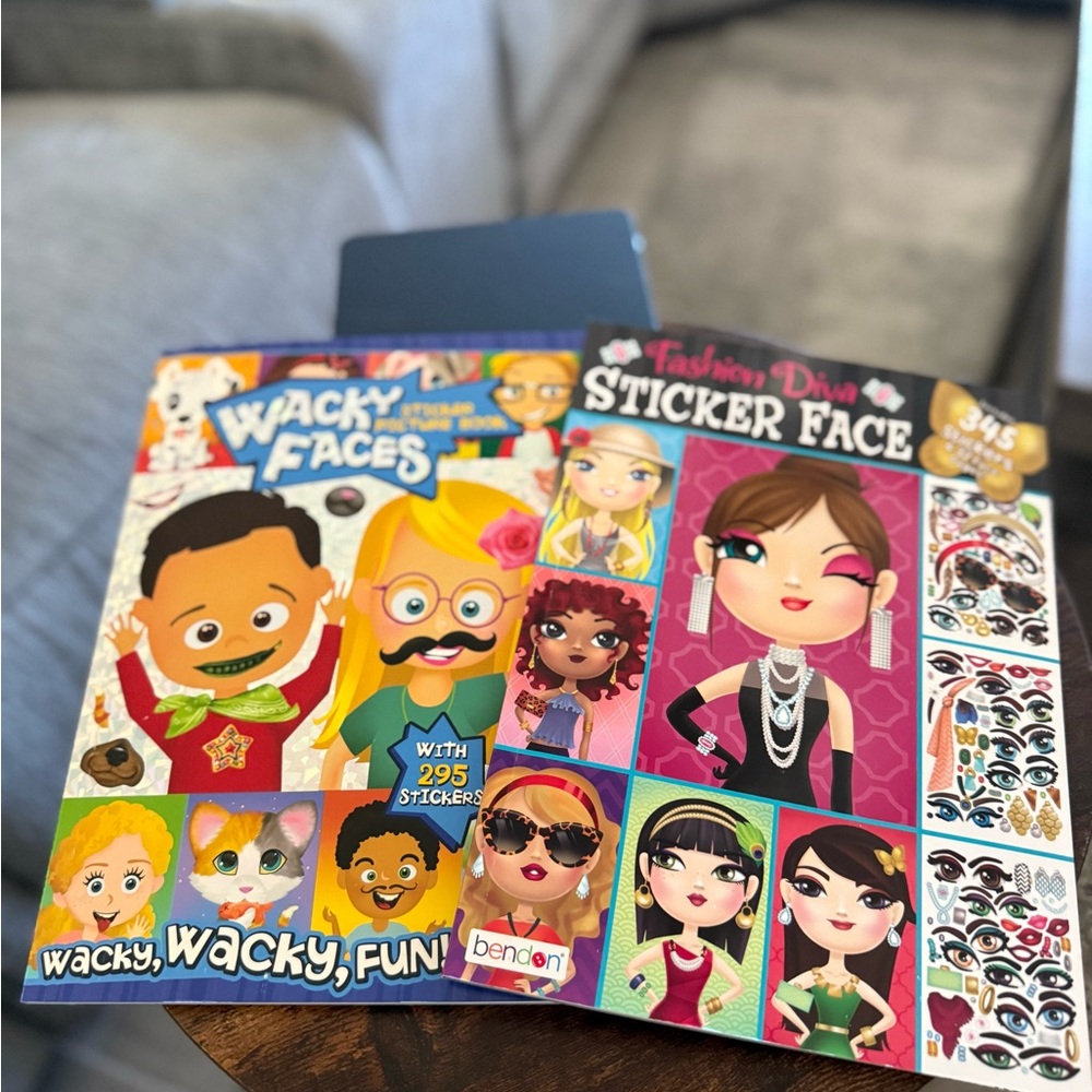 Bendon Wacky Faces Sticker Book & Fashion Diva Sticker Face Book. Creative fun